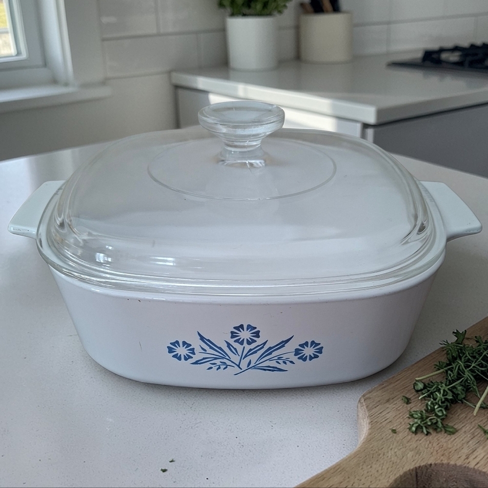 8 Cups 2 Lit Vintage Corning Ware Blue Cornflower Casserole Dish With Pyrex Lid